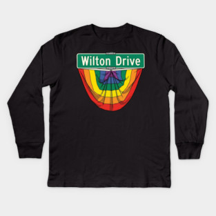 Wilton Drive Rainbow Pride Street Sign Kids Long Sleeve T-Shirt