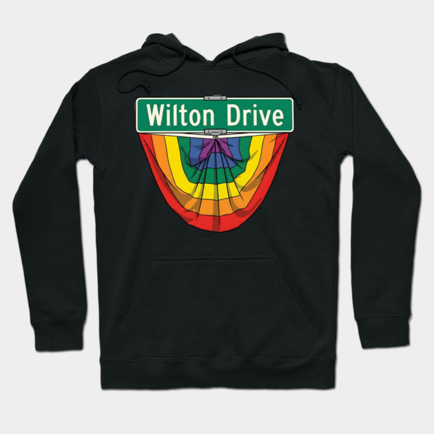 Wilton Drive Rainbow Pride Street Sign Hoodie by WarFX Designs