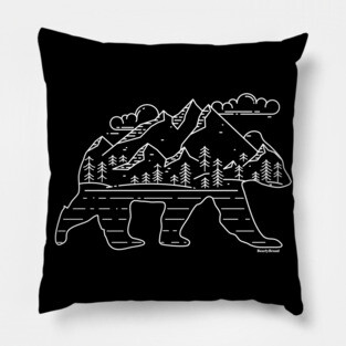 Mountain Scene Bear for Campers and Hikers with Clouds | BearlyBrand Pillow