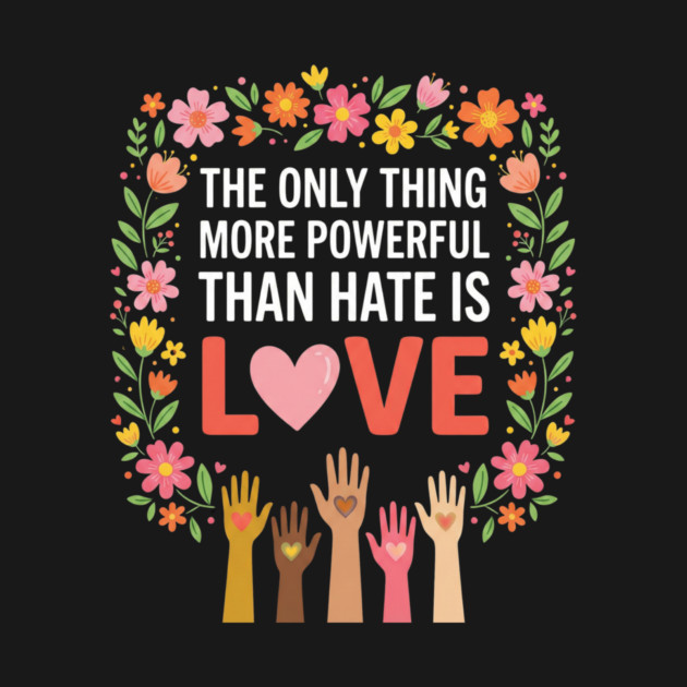 The Only Thing More Powerful Than Hate Is Love Equality Unity Human Rights by ArtistTee ⭐⭐⭐⭐⭐