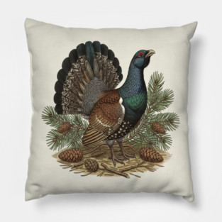 Capercaillie Pine Forest Wildlife Art Pillow