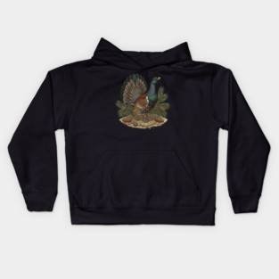 Capercaillie Pine Forest Wildlife Art Kids Hoodie