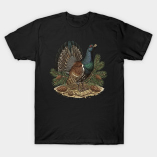 Capercaillie Pine Forest Wildlife Art T-Shirt