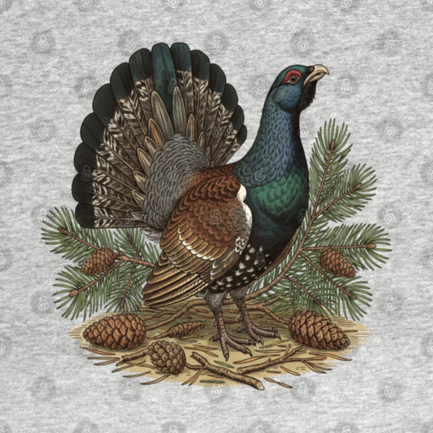 Capercaillie Pine Forest Wildlife Art by BirdsnStuff