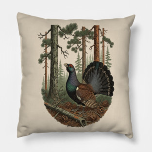 Evergreen Capercaillie Forest Art Pillow