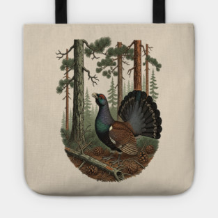 Evergreen Capercaillie Forest Art Tote