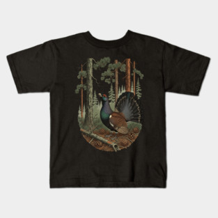 Evergreen Capercaillie Forest Art Kids T-Shirt