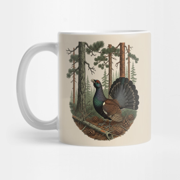 Evergreen Capercaillie Forest Art by BirdsnStuff