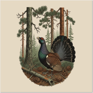 Evergreen Capercaillie Forest Art Posters and Art