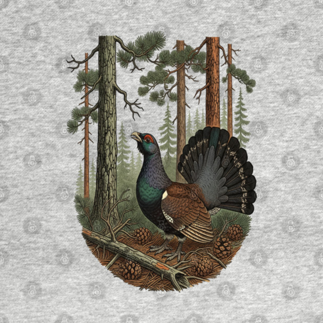 Evergreen Capercaillie Forest Art by BirdsnStuff