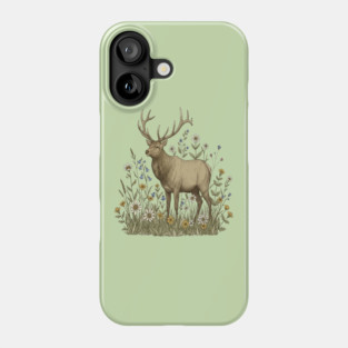 Alpine Elk Wildflower Wildlife Art Phone Case