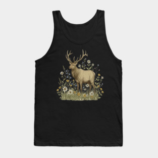 Alpine Elk Wildflower Wildlife Art Tank Top