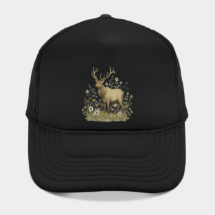 Alpine Elk Wildflower Wildlife Art Hat
