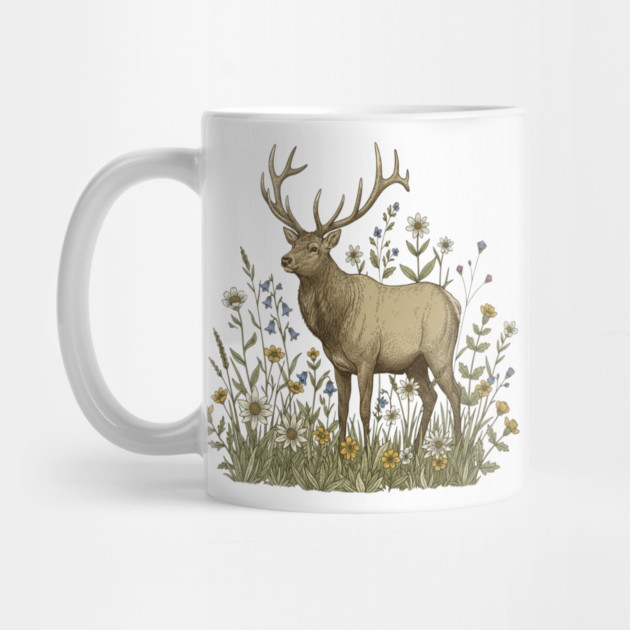 Alpine Elk Wildflower Wildlife Art by BirdsnStuff
