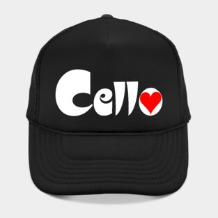 Cello Heart White Text Hat