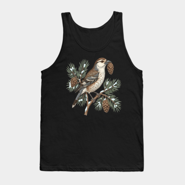 Nutcracker Pine Cone Botanical Art Tank Top by BirdsnStuff