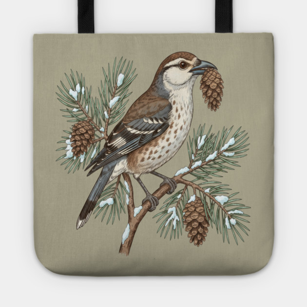 Nutcracker Pine Cone Botanical Art Tote by BirdsnStuff