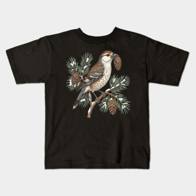 Nutcracker Pine Cone Botanical Art Kids T-Shirt by BirdsnStuff