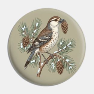 Nutcracker Pine Cone Botanical Art Pin