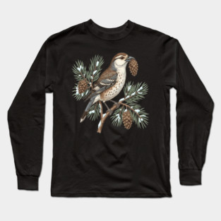 Nutcracker Pine Cone Botanical Art Long Sleeve T-Shirt