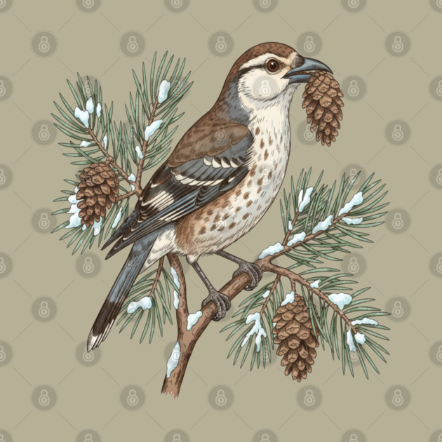 Nutcracker Pine Cone Botanical Art by BirdsnStuff