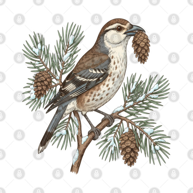 Nutcracker Pine Cone Botanical Art by BirdsnStuff