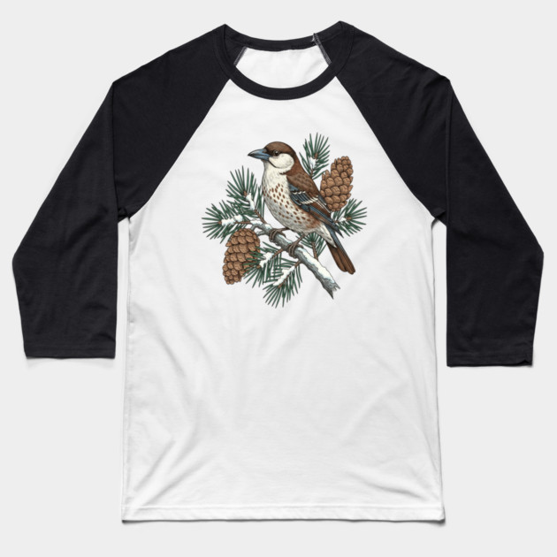 Nutcracker Pine Cone Wildlife Art Baseball T-Shirt by BirdsnStuff