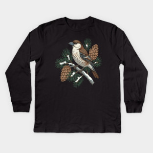 Nutcracker Pine Cone Wildlife Art Kids Long Sleeve T-Shirt