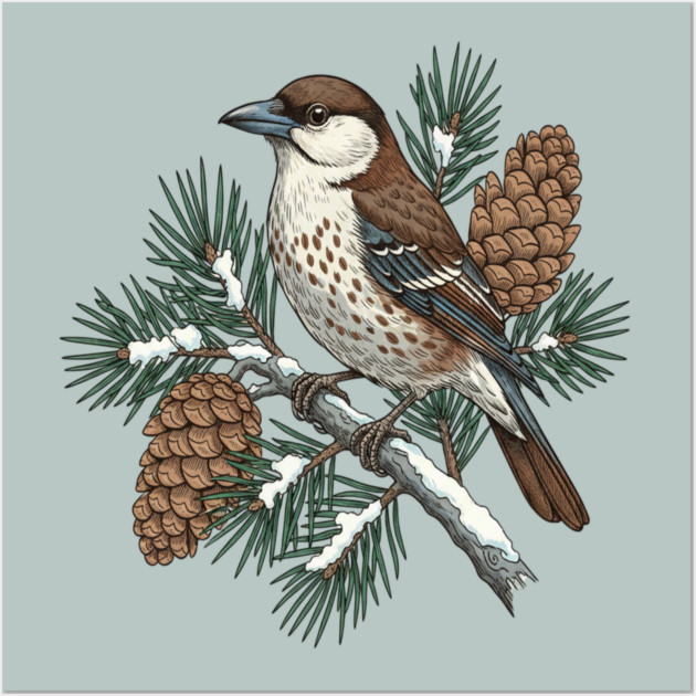 Nutcracker Pine Cone Wildlife Art Wall Art by BirdsnStuff