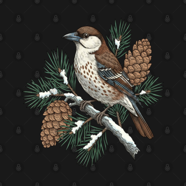 Nutcracker Pine Cone Wildlife Art by BirdsnStuff