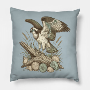 Osprey Driftwood Coastal Art Pillow