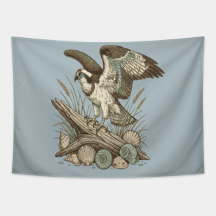 Osprey Driftwood Coastal Art Tapestry