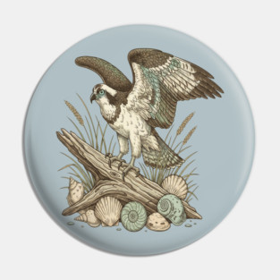 Osprey Driftwood Coastal Art Pin