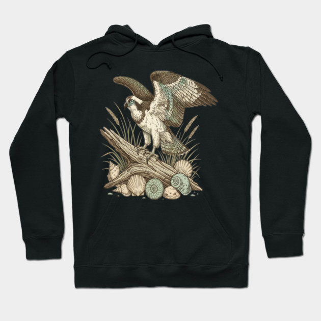 Osprey Driftwood Coastal Art Hoodie by BirdsnStuff