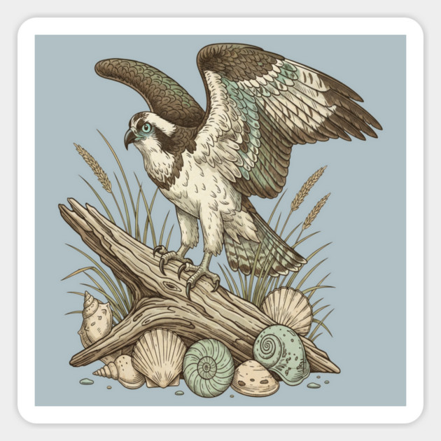 Osprey Driftwood Coastal Art Magnet by BirdsnStuff