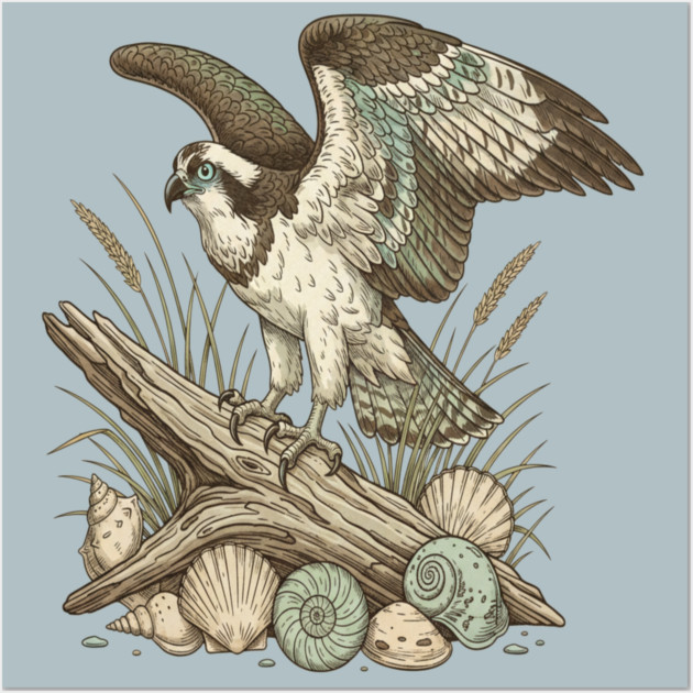 Osprey Driftwood Coastal Art Wall Art by BirdsnStuff