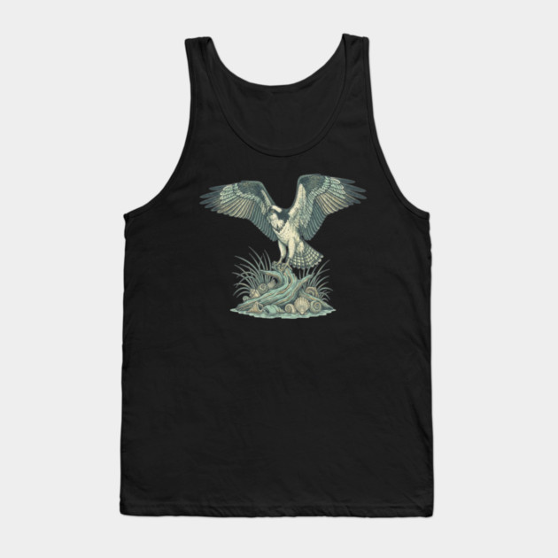 Osprey Seashell Coastal Wildlife Art Tank Top by BirdsnStuff