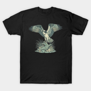 Osprey Seashell Coastal Wildlife Art T-Shirt