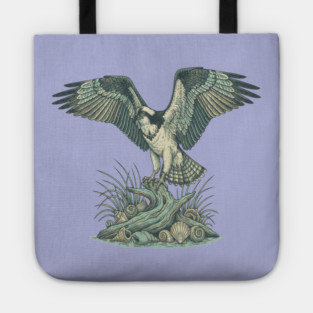 Osprey Seashell Coastal Wildlife Art Tote