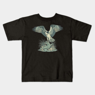 Osprey Seashell Coastal Wildlife Art Kids T-Shirt