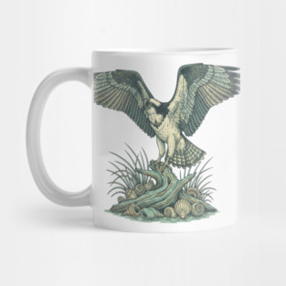 Osprey Seashell Coastal Wildlife Art Mug