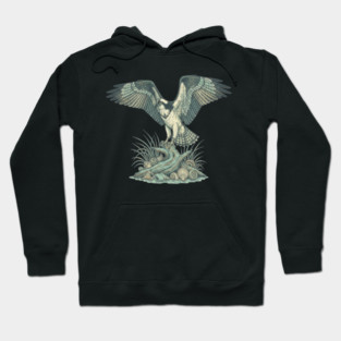 Osprey Seashell Coastal Wildlife Art Hoodie