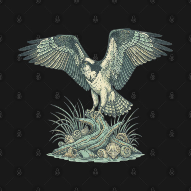 Osprey Seashell Coastal Wildlife Art by BirdsnStuff