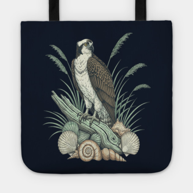 Osprey Nautical Shoreline Art Tote by BirdsnStuff