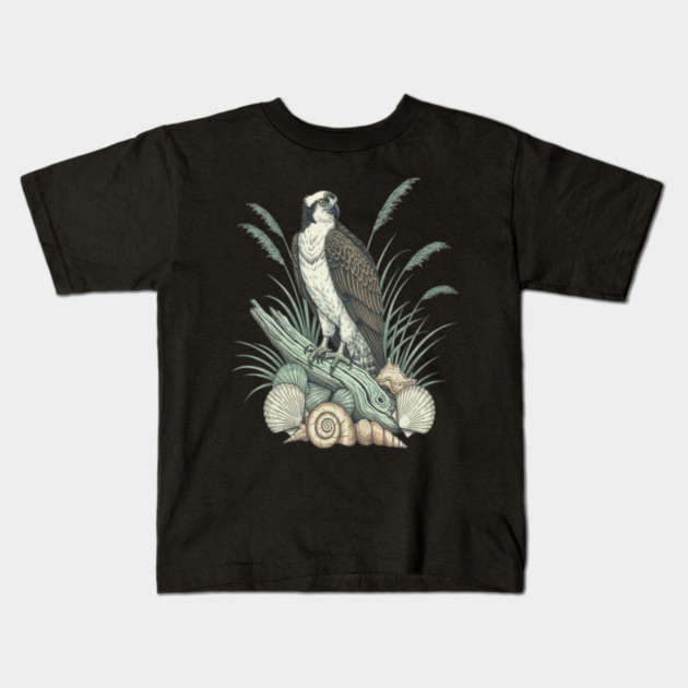Osprey Nautical Shoreline Art Kids T-Shirt by BirdsnStuff