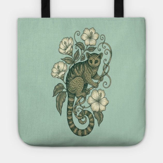 Kinkajou Jungle Vine Wildlife Art Tote by BirdsnStuff
