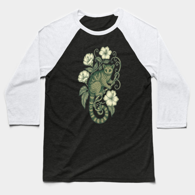 Kinkajou Jungle Vine Wildlife Art Baseball T-Shirt by BirdsnStuff