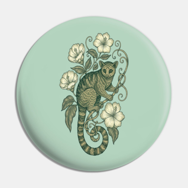 Kinkajou Jungle Vine Wildlife Art Pin by BirdsnStuff