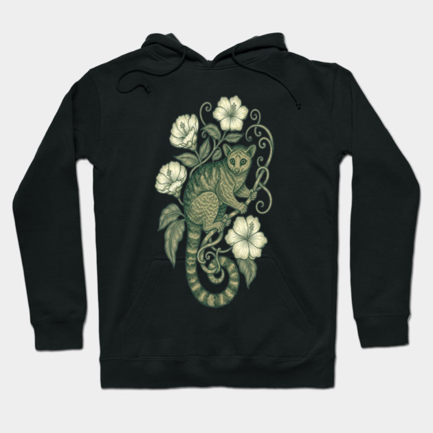 Kinkajou Jungle Vine Wildlife Art Hoodie by BirdsnStuff