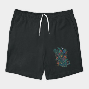 Regal Tropical Peacock Botanical Art Shorts